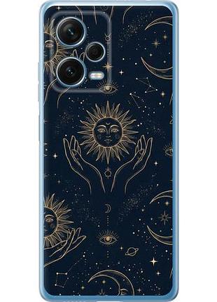 Чехол на xiaomi redmi note 12 pro+ 5g celestial harmony: sun & moon gold mystic pattern из силикона fch_0155282