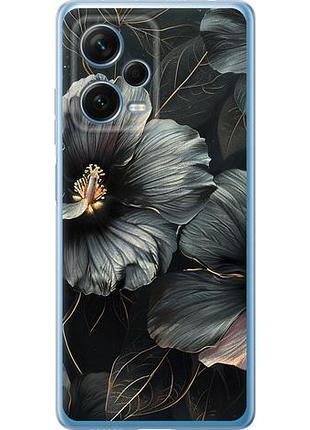Чехол на xiaomi redmi note 12 pro+ 5g черные цветы из силикона fch_0154520