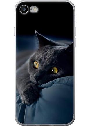 Чехол на iphone 7 дымчатый кот из пластика fch_0149601