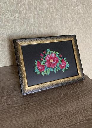 Вишита картина хрестиком півонії
