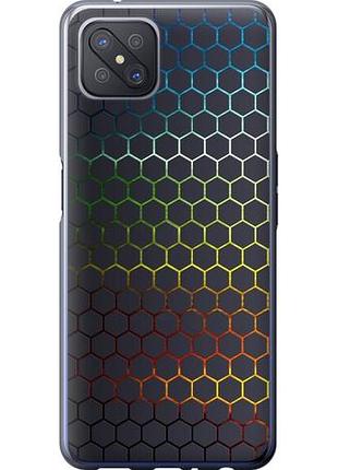 Чехол на oppo a92s переливающиеся соты из силикона fch_0152030