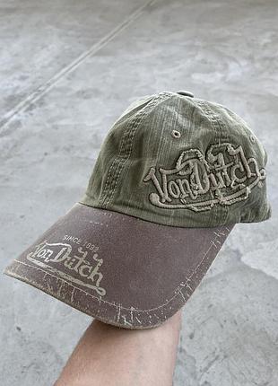 Кепка von dutch винтажная бейсболка зеленая коричневая мужская женская оригинал хаки с козырьком брендовая спортивная летняя кепа тракер ретро стильная вельве