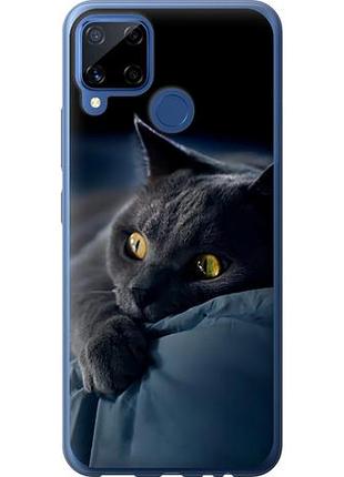 Чехол на realme c15 дымчатый кот из силикона fch_0149614