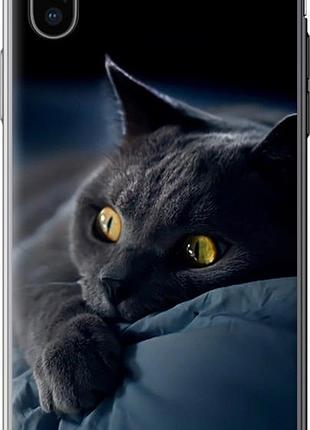 Чехол на iphone x дымчатый кот из пластика fch_0149673