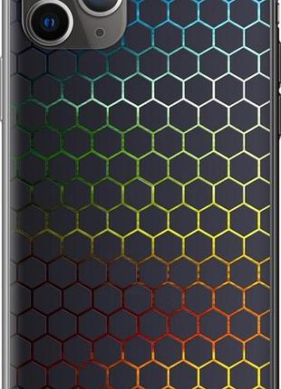 Чехол на iphone 11 pro max переливающиеся соты из пластика fch_0151991
