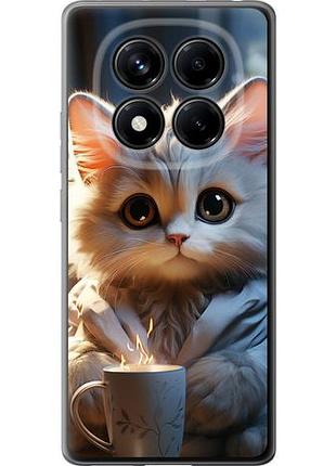 Чехол на xiaomi redmi note 14 pro 4g white cat из силикона fch_0153776