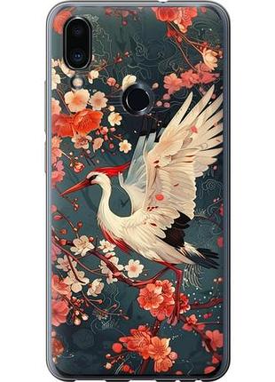 Чехол на meizu note 9 сакура и аист из пластика fch_0154625
