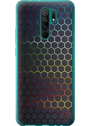 Чехол на xiaomi redmi 9 переливающиеся соты из силикона fch_0010169
