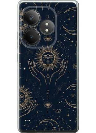 Чехол на realme gt neo6 se celestial harmony: sun & moon gold mystic pattern из силикона fch_0155309