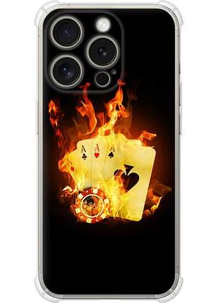Чехол на iphone 15 pro горящие карты из силикона fch_0155714