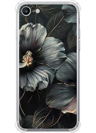 Чехол на iphone 7 черные цветы из силикона fch_0154558
