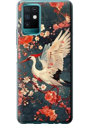Чехол на infinix note 10 сакура и аист из силикона fch_0154618