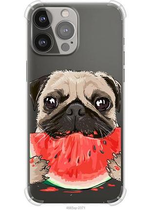 Чехол на iphone 13 pro max мопс и арбуз из силикона fch_0154768