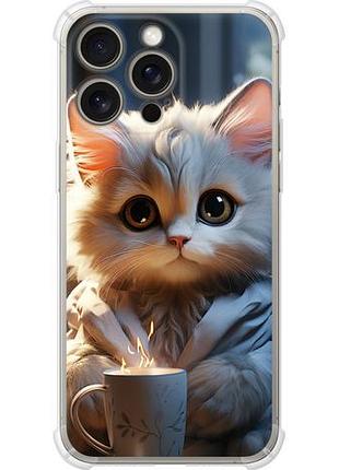 Чехол на iphone 15 pro max white cat из силикона fch_0153812