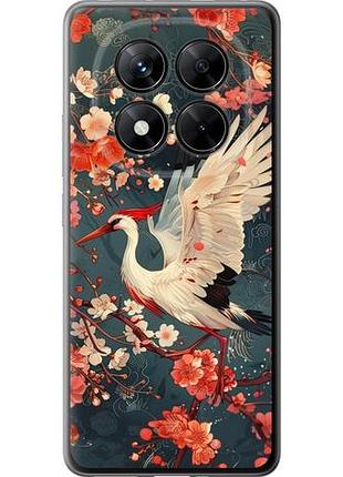 Чехол на xiaomi redmi note 14 pro 5g сакура и аист из силикона fch_0154670