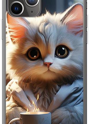 Чехол на iphone 11 pro white cat из силикона fch_0153835