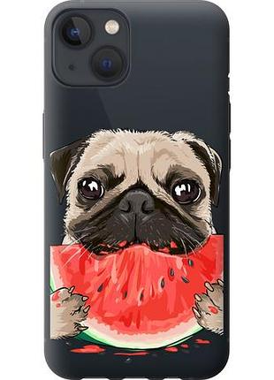 Чехол на iphone 13 мопс и арбуз из силикона fch_0011678