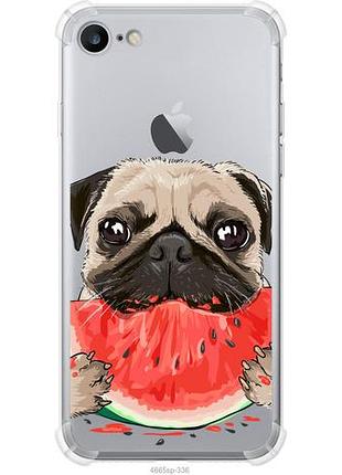 Чехол на iphone 7 мопс и арбуз из силикона fch_0154811
