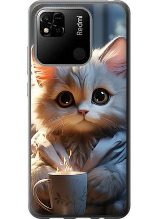 Чехол на xiaomi redmi 9c white cat из силикона fch_0001123