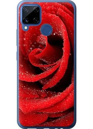 Чехол на realme c15 красная роза из силикона fch_0154120