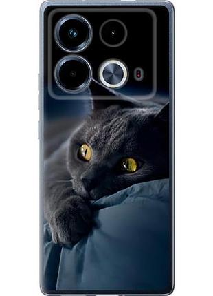 Чехол на infinix note 40 дымчатый кот из силикона fch_0149664