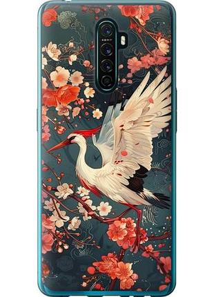 Чехол на oppo reno ace сакура и аист из силикона fch_0154630
