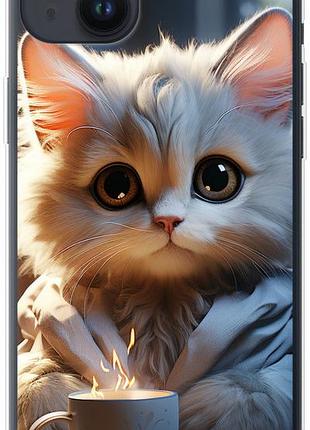 Чехол на iphone 14 plus white cat из силикона fch_0153748