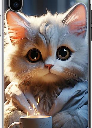Чехол на iphone xs white cat из пластика fch_0153806