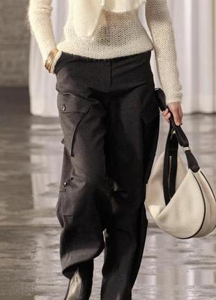 Сірі вовняні брюки штани карго zara