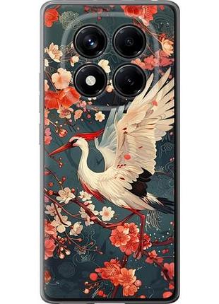 Чехол на xiaomi redmi note 14 pro 4g сакура и аист из силикона fch_0154671