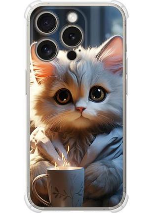 Чехол на iphone 15 pro white cat из силикона fch_0153809