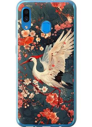 Чехол на samsung galaxy a30 2019 a305f сакура и аист из пластика fch_0139833