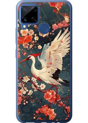 Чехол на realme c15 сакура и аист из силикона fch_0154637