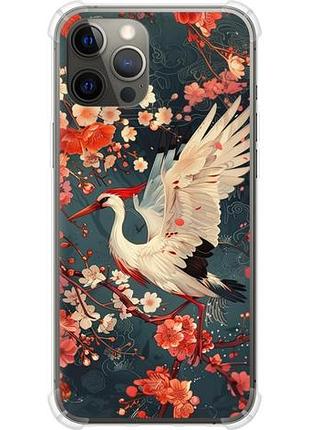 Чехол на iphone 12 pro max сакура и аист из силикона fch_0154717