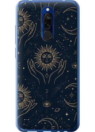 Чехол на xiaomi redmi 8 celestial harmony: sun & moon gold mystic pattern из силикона fch_0155232