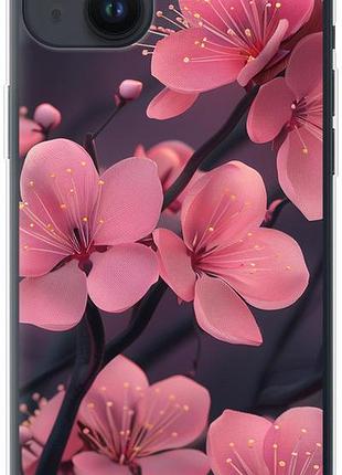Чехол на iphone 14 plus пурпурная сакура из силикона fch_0150007