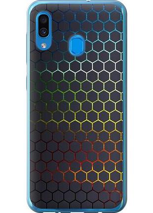 Чехол на samsung galaxy a30 2019 a305f переливающиеся соты из пластика fch_0010148