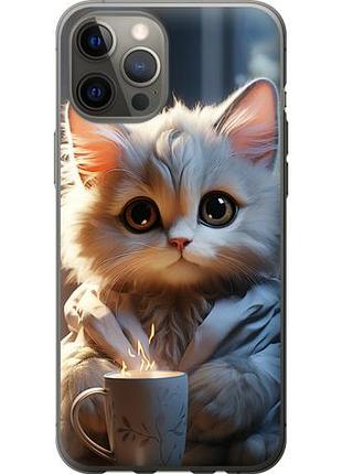 Чехол на iphone 12 pro max white cat из пластика fch_0153730