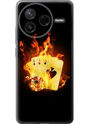 Чехол на xiaomi poco f7 pro горящие карты из силикона fch_0155725