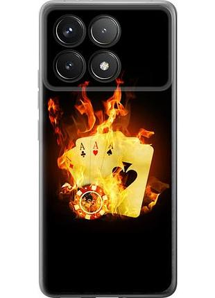 Чехол на xiaomi poco f6 pro горящие карты из силикона fch_0155734