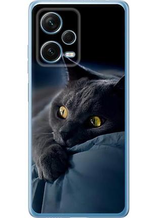 Чехол на xiaomi redmi note 12 pro+ 5g дымчатый кот из силикона fch_0149625