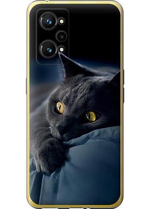 Чехол на realme gt neo 3t дымчатый кот из силикона fch_0149669