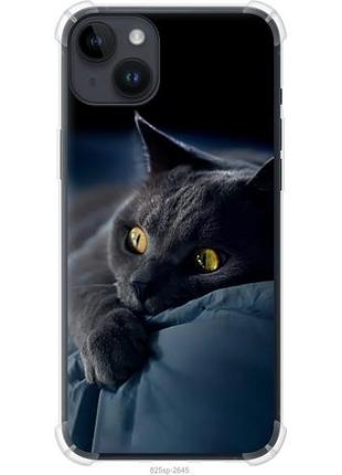 Чехол на iphone 14 plus дымчатый кот из силикона fch_0149618