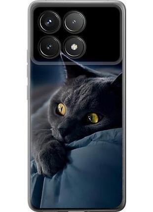 Чехол на xiaomi poco f6 pro дымчатый кот из силикона fch_0149699