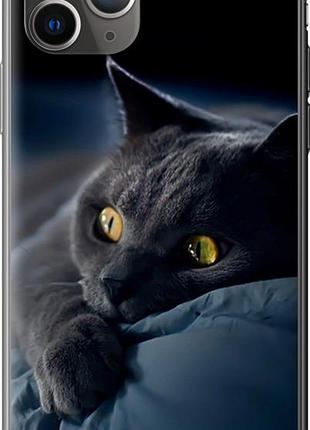 Чехол на iphone 11 pro max дымчатый кот из силикона fch_0142467