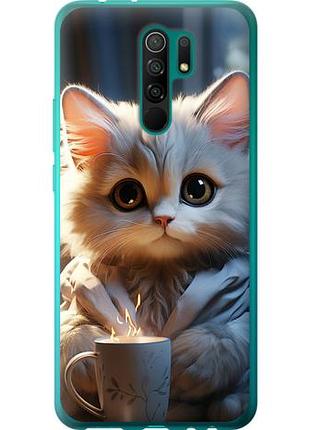 Чехол на xiaomi redmi 9 white cat из силикона fch_0001124
