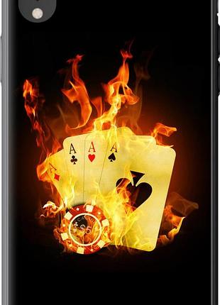Чехол на iphone xr горящие карты из пластика fch_0155713