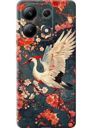 Чехол на xiaomi redmi note 13 4g сакура и аист из силикона fch_0154674