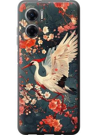 Чехол на xiaomi redmi 10 5g сакура и аист из силикона fch_0154731