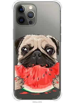 Чехол на iphone 12 pro max мопс и арбуз из силикона fch_0154841